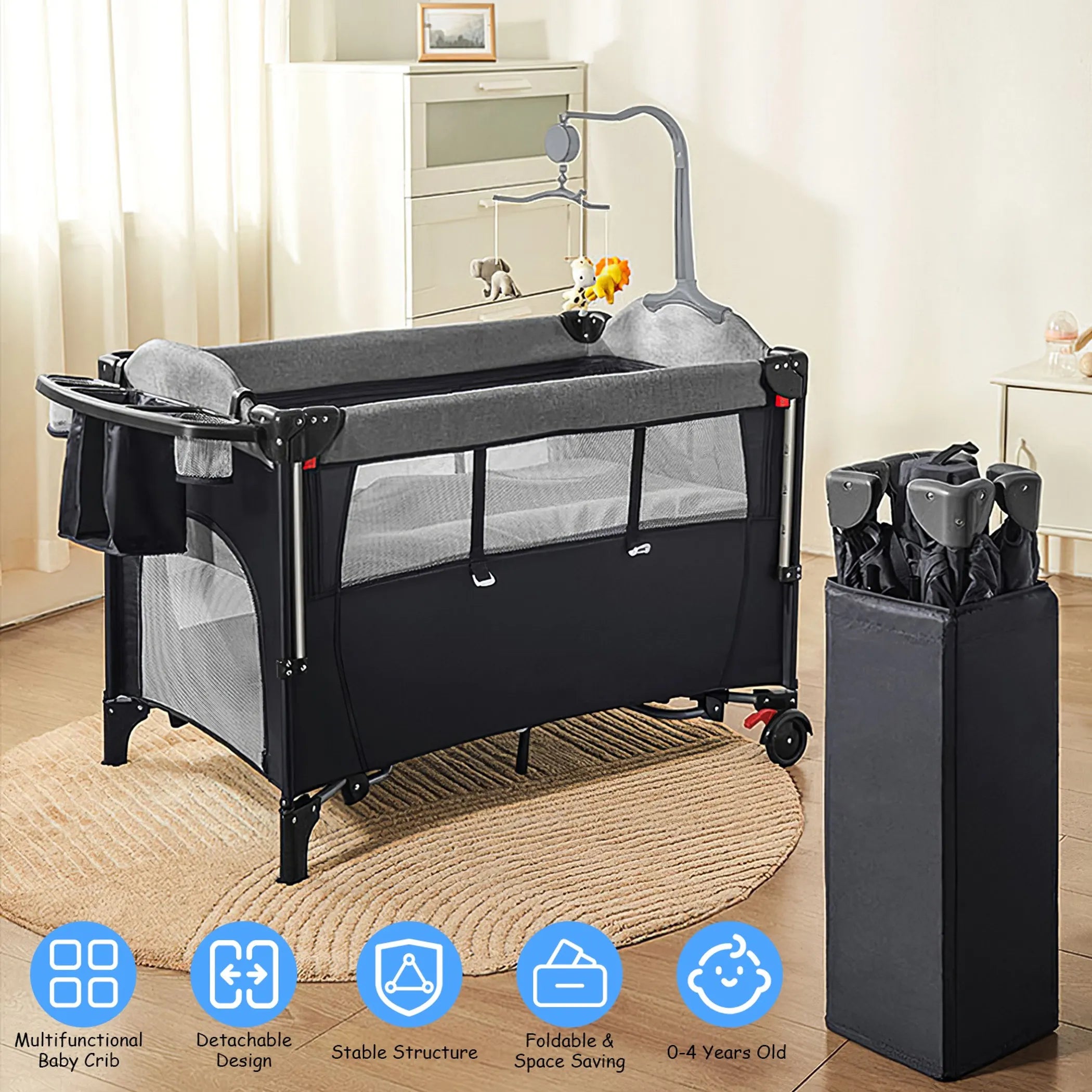 6 In 1 Foldable Baby Crib