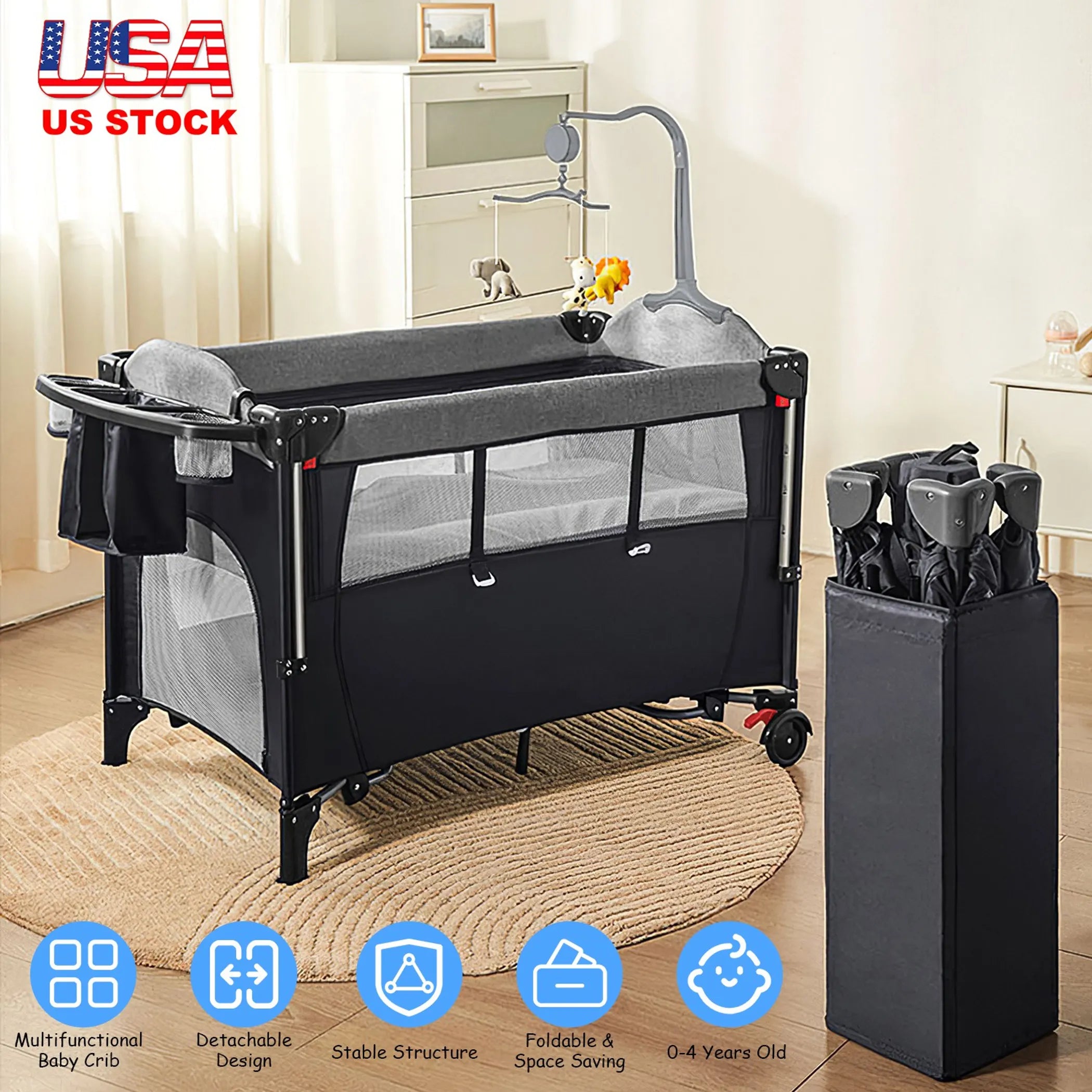 6 In 1 Foldable Baby Crib