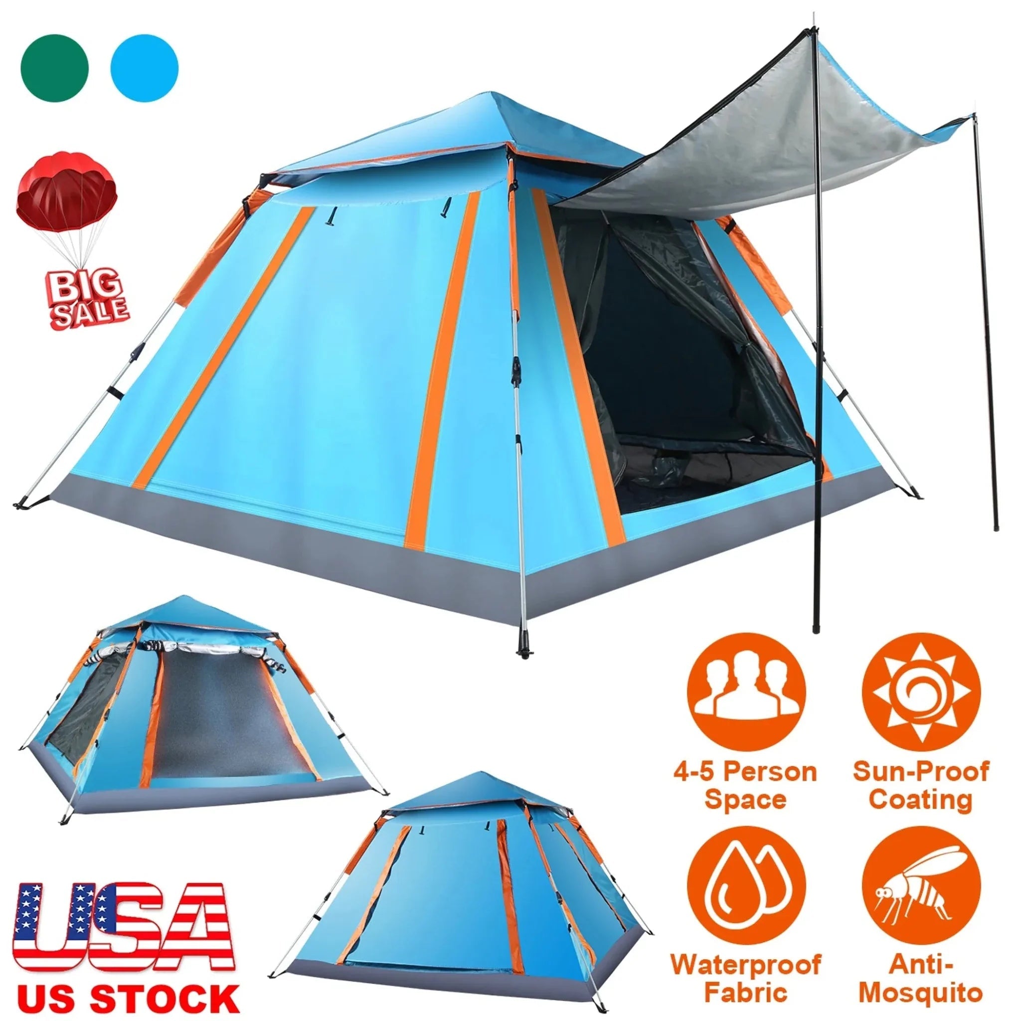 4-5 Person Camping Tent Outdoor Foldable Waterproof Tent - Clinch River Fishing USA