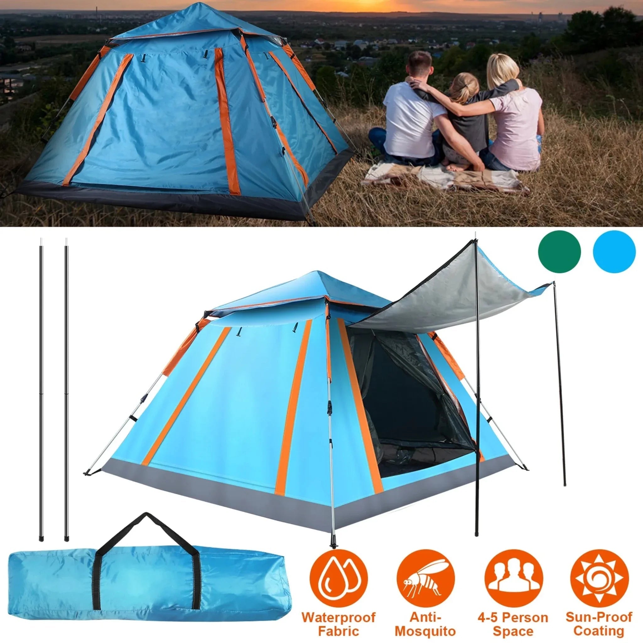 4-5 Person Camping Tent Outdoor Foldable Waterproof Tent - Clinch River Fishing USA