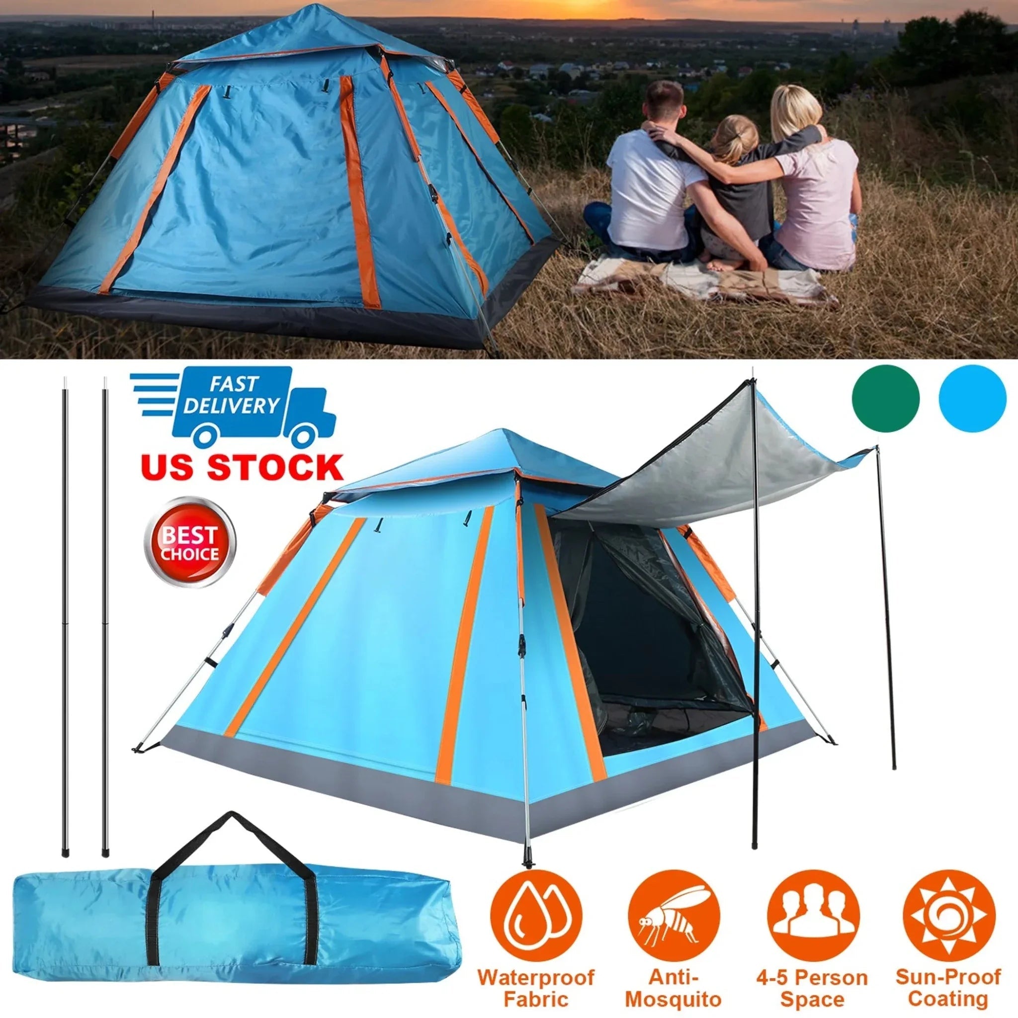 4-5 Person Camping Tent Outdoor Foldable Waterproof Tent - Clinch River Fishing USA