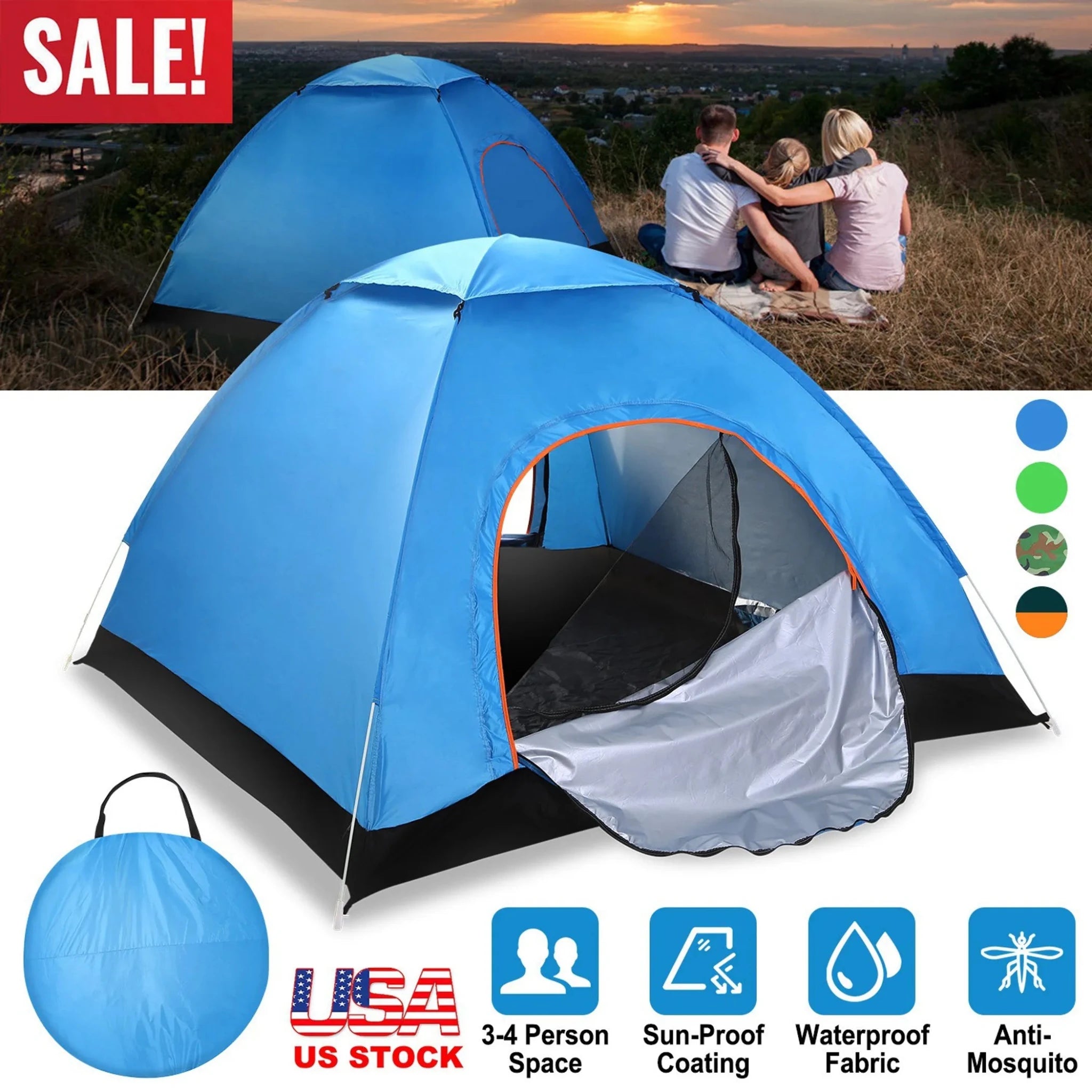 4 Persons Camping Waterproof Tent - Clinch River Fishing USA