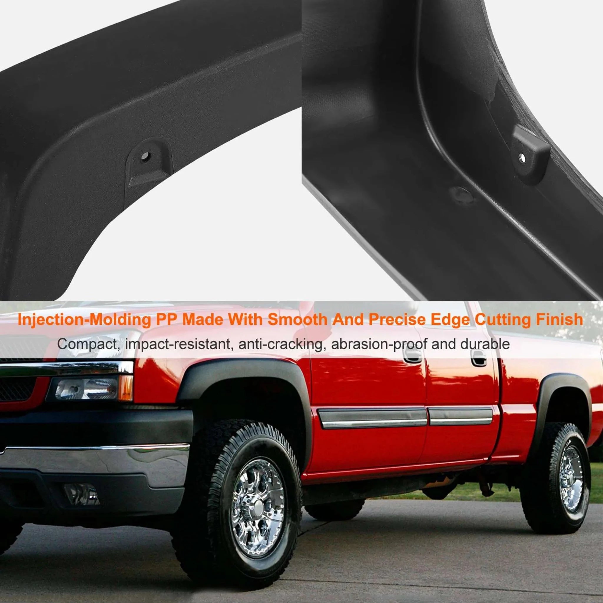 4 - Piece Pocket - Style Fender Flares for 2007–2013 Chevy Silverado 1500 / 2500HD / 3500HD - Clinch River Fishing USA