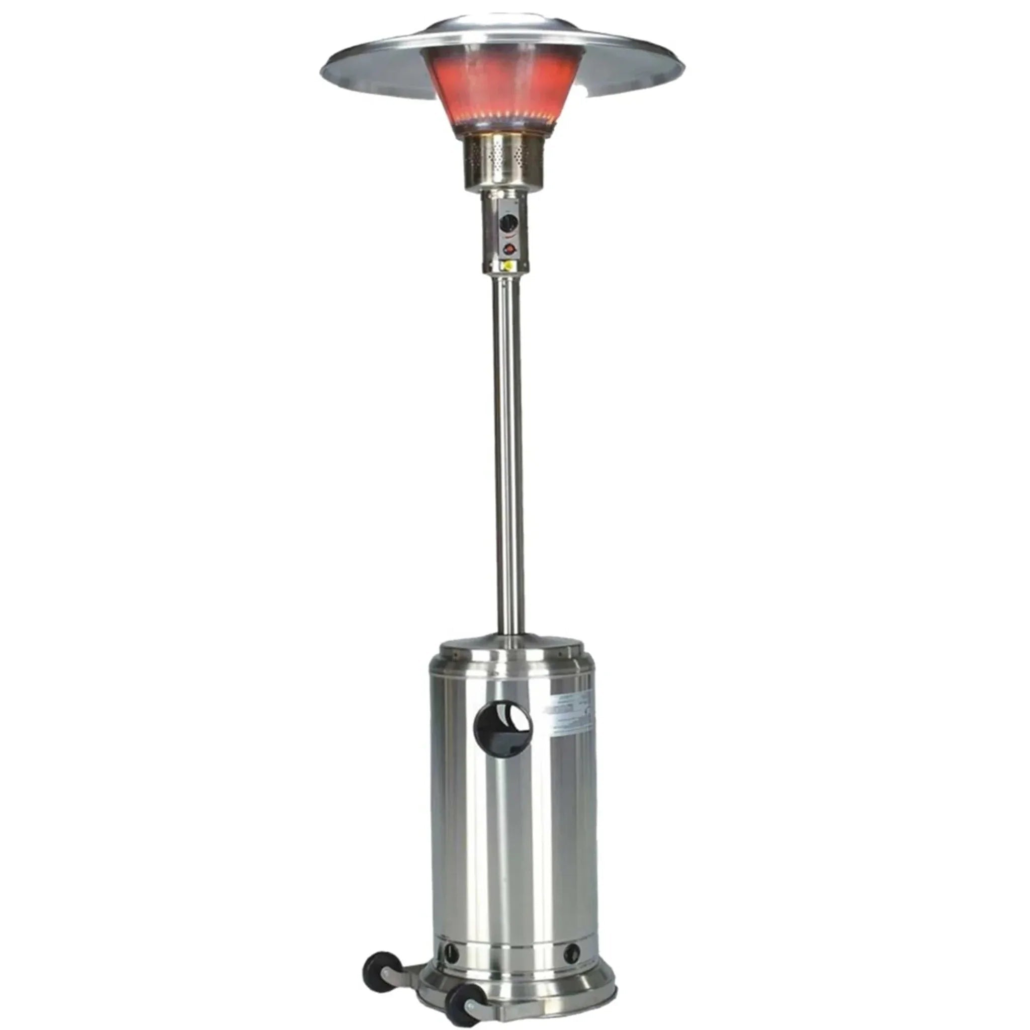 40000 BTU Silver Steel Propane Cylindrical Pole Standing Patio Heater - Clinch River Fishing USA