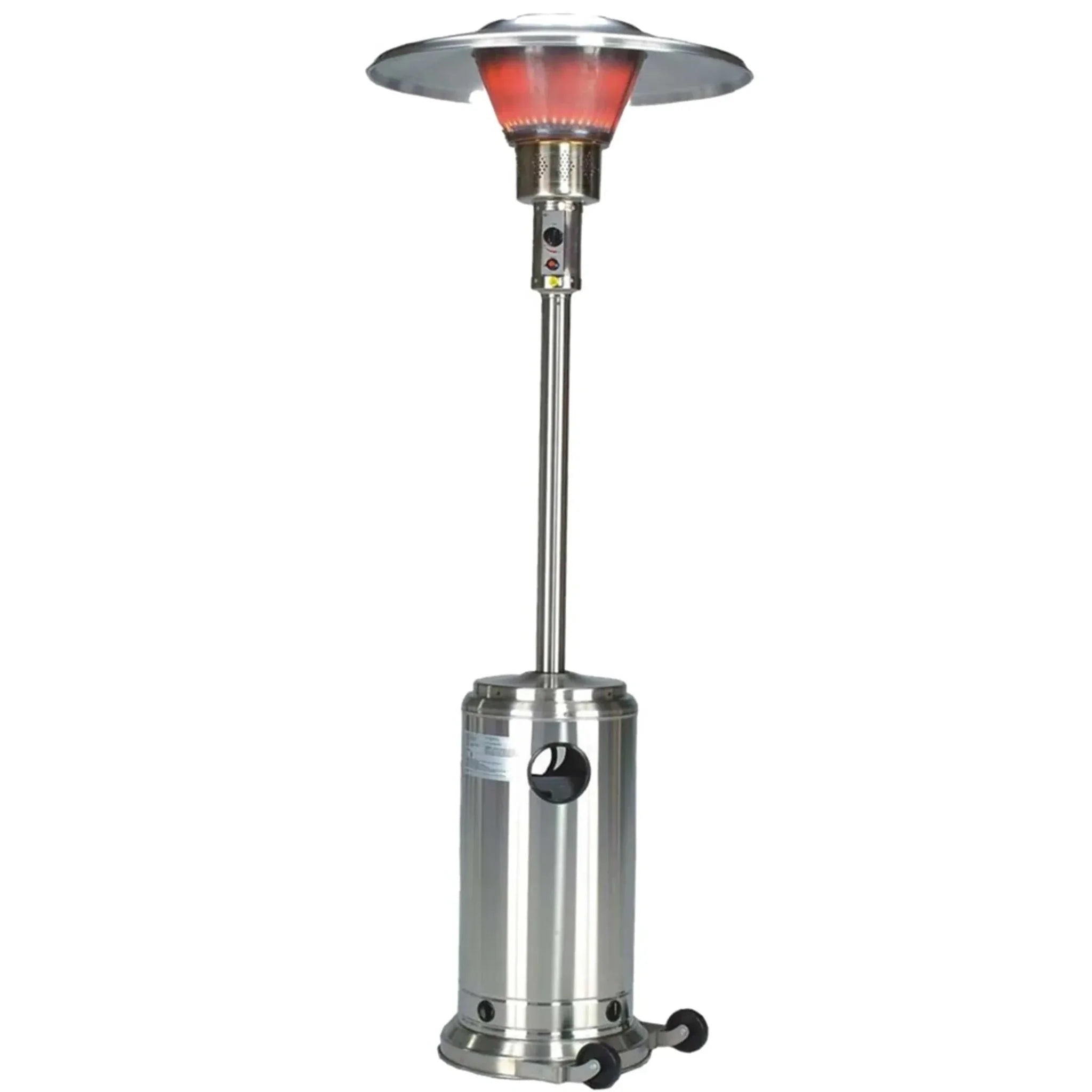 40000 BTU Silver Steel Propane Cylindrical Pole Standing Patio Heater - Clinch River Fishing USA