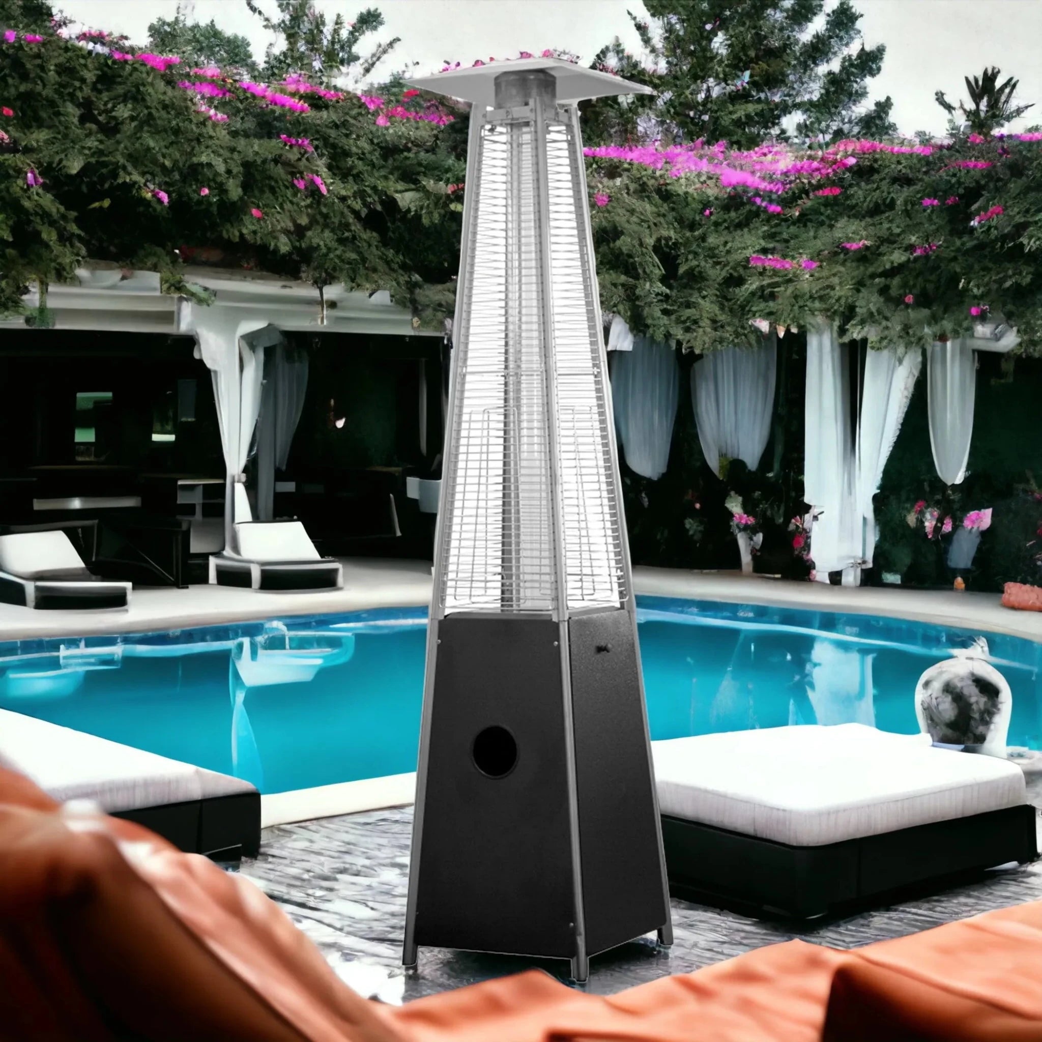 41000 BTU Black Steel Propane Triangular Pyramid Standing Patio Heater - Clinch River Fishing USA