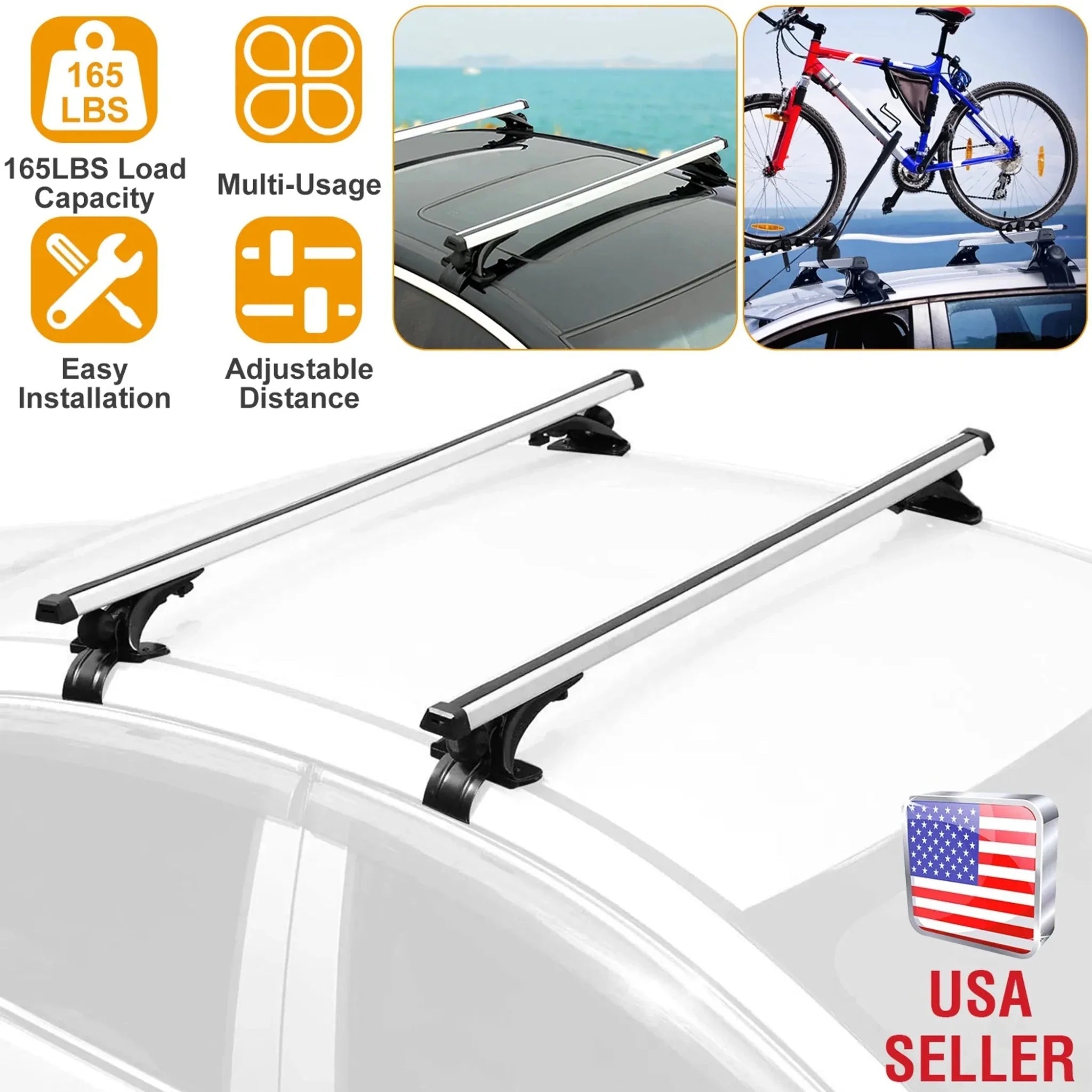 47.24in Universal Top Roof Rack Cross Bar Cargo Carrier - Clinch River Fishing USA