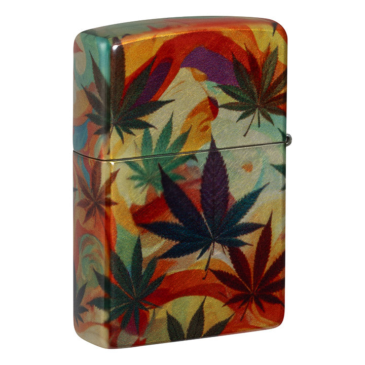 Zippo Windproof Lighter Psychedelic Leaves 540 Fusion - 540 Tumbled Chrome