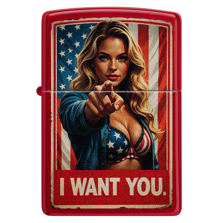 Zippo Windproof Lighter I Want You Color Image - Candy Apple Red