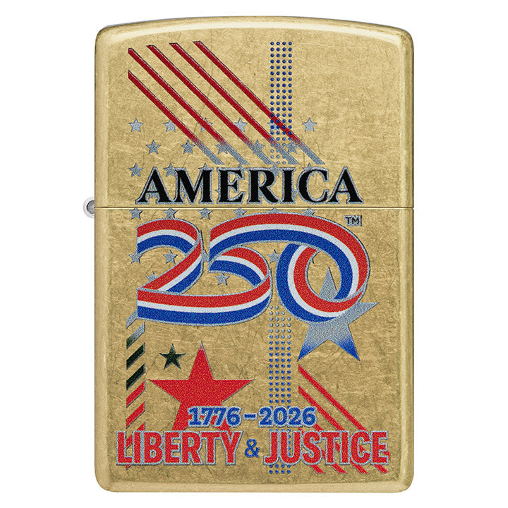 Zippo Windproof Lighter America250Γäó Liberty & Justice Color Image - Street Brass