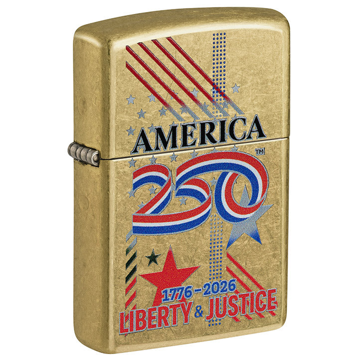 Zippo Windproof Lighter America250Γäó Liberty & Justice Color Image - Street Brass
