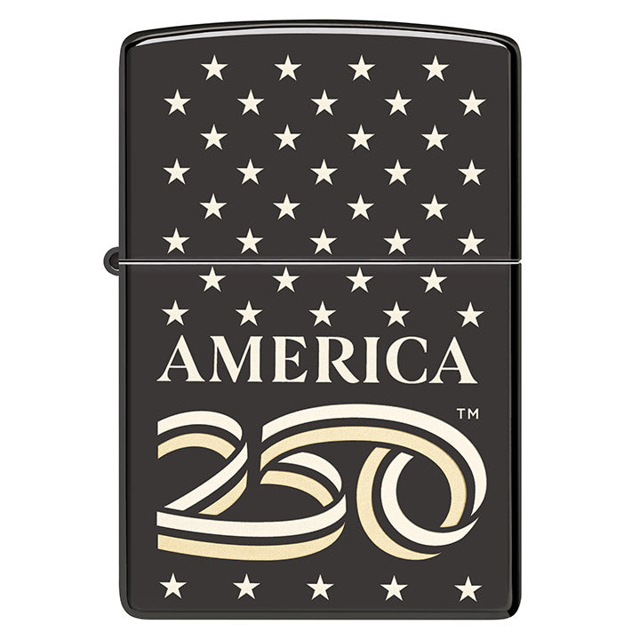 Zippo Windproof Lighter America250Γäó Laser Two-Tone - High Polish Black