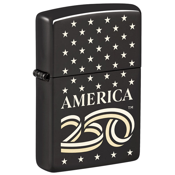 Zippo Windproof Lighter America250Γäó Laser Two-Tone - High Polish Black