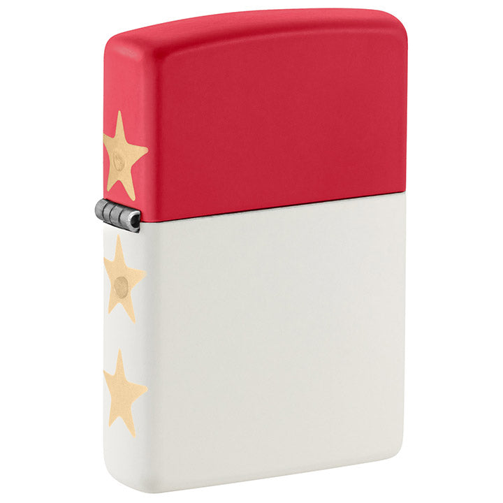 Zippo Windproof Lighter America 250 Base Model Laser Engrave - Red/White Matte w/ Blue Insert