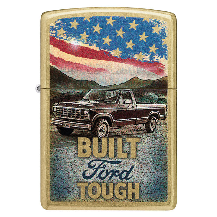 Zippo Windproof Lighter Ford Built Tough Color Image - Street Brass