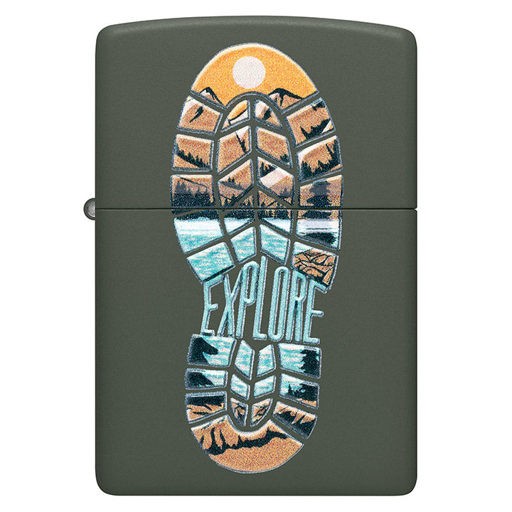 Zippo Windproof Lighter Explore Texture Print - Green Matte