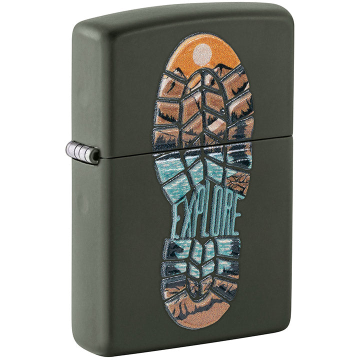 Zippo Windproof Lighter Explore Texture Print - Green Matte