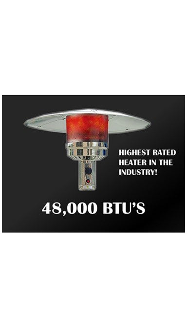 87" Two Tone Outdoor Patio Heater with Table - Hammered Silver & Stainless Steel