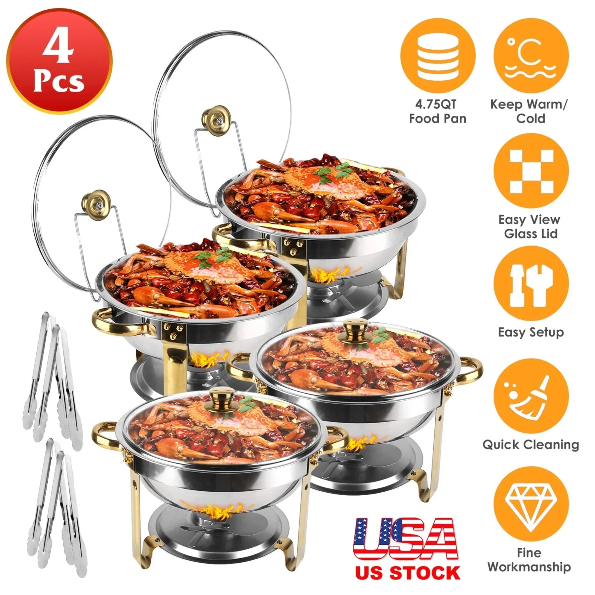 4Pcs Chafing Dish Buffet Set - Clinch River Fishing USA