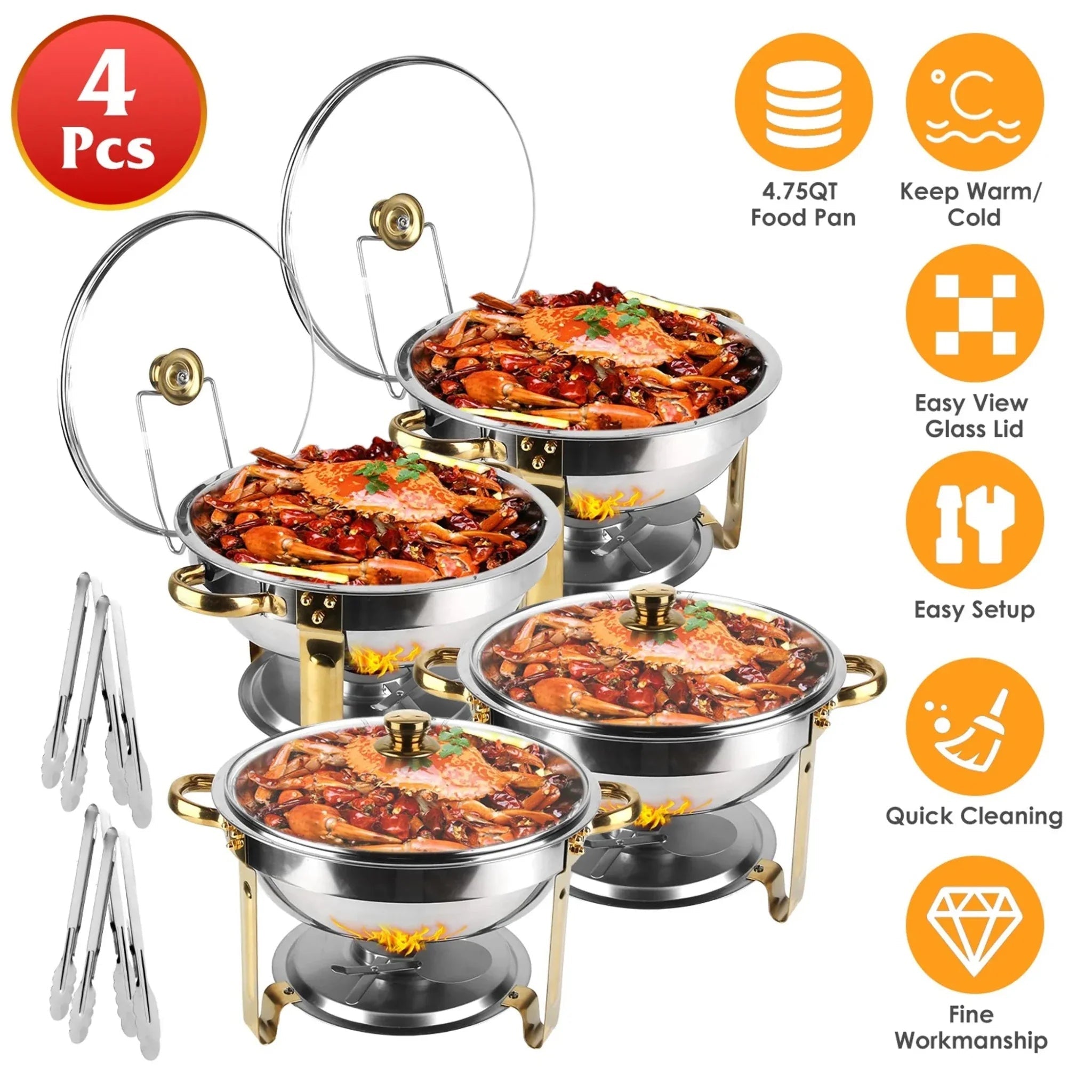 4Pcs Chafing Dish Buffet Set - Clinch River Fishing USA