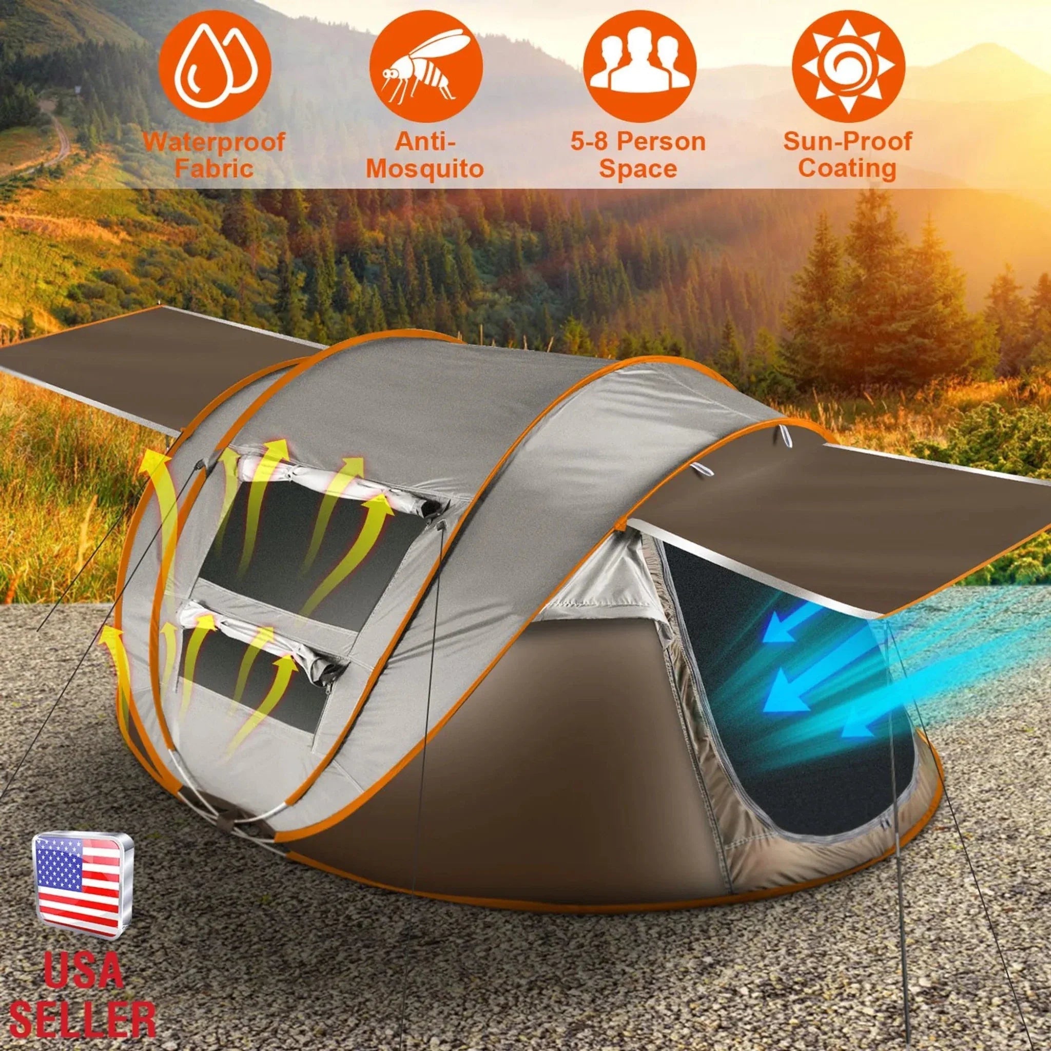 5-8 Person Pop Up Tent - Clinch River Fishing USA