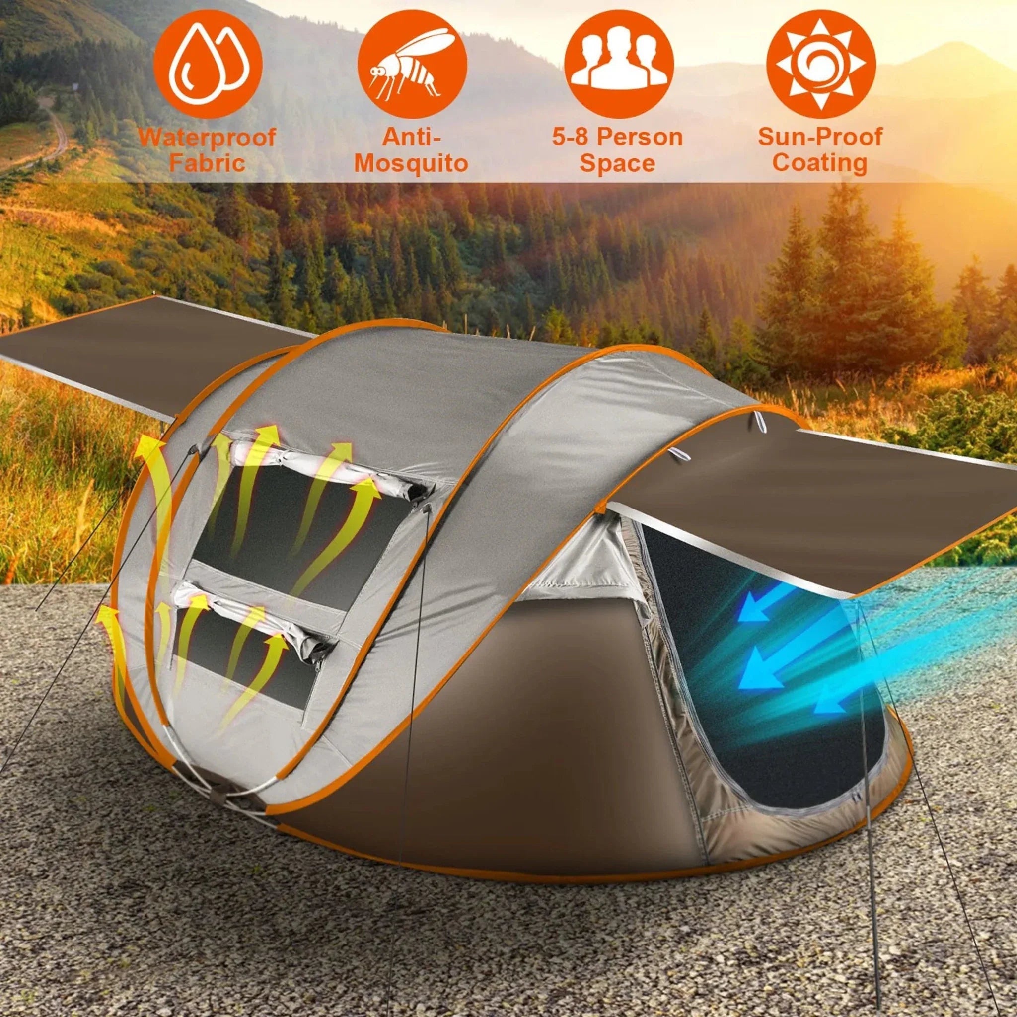 5-8 Person Pop Up Tent - Clinch River Fishing USA