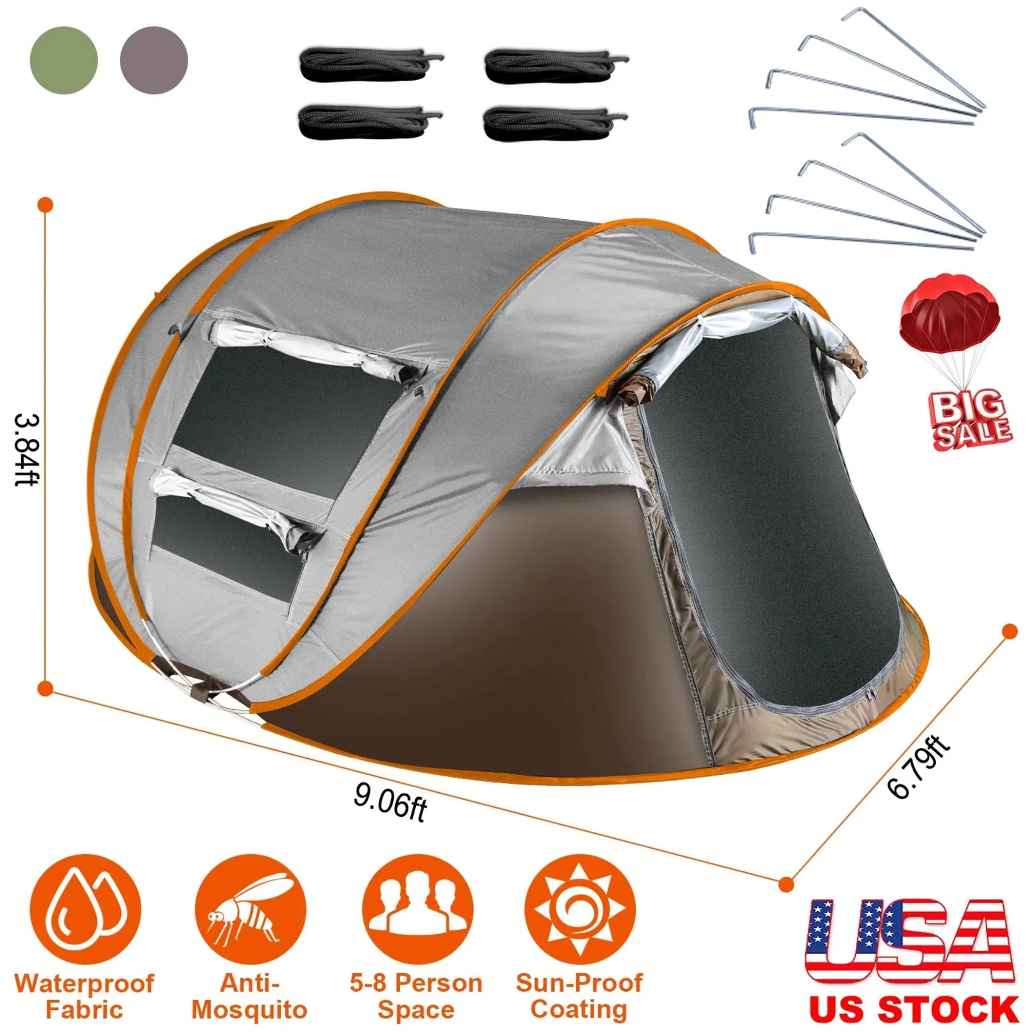 5-8 Person Pop Up Tent Automatic Setup Camping Tent - Clinch River Fishing USA
