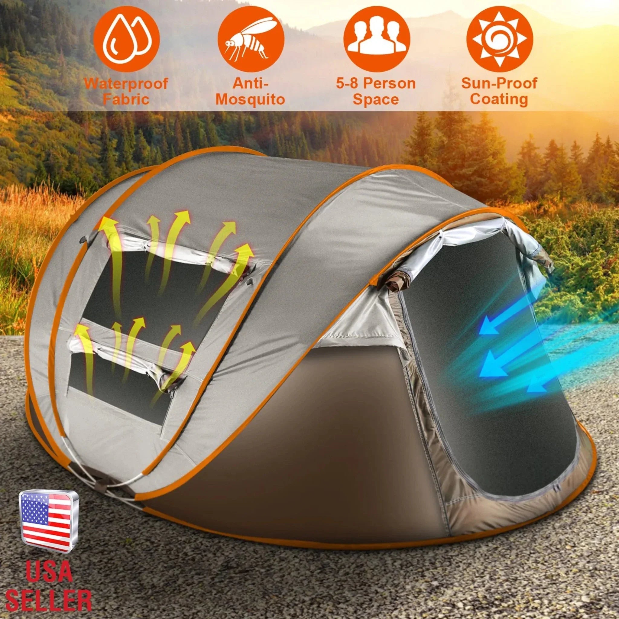 5-8 Person Pop Up Tent Automatic Setup Camping Tent - Clinch River Fishing USA