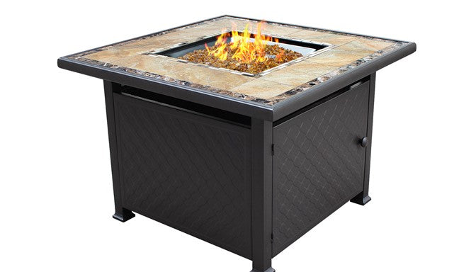 Square Tile Fire Pit in Bronze