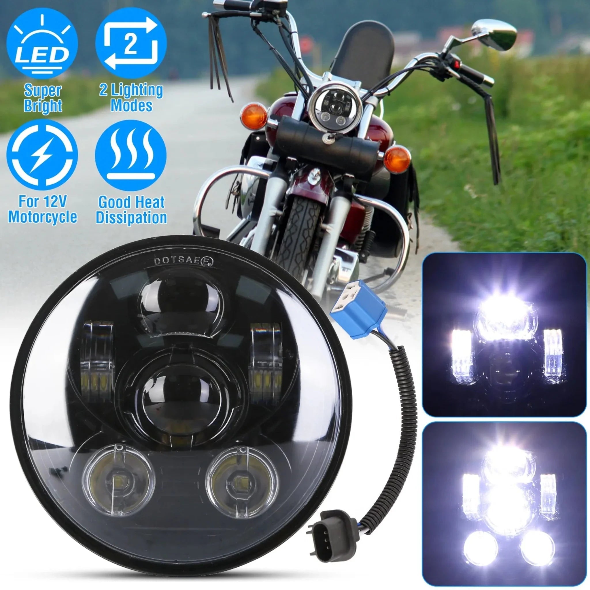 5.75In LED Headlight Motorcycle Projector - Clinch River Fishing USA