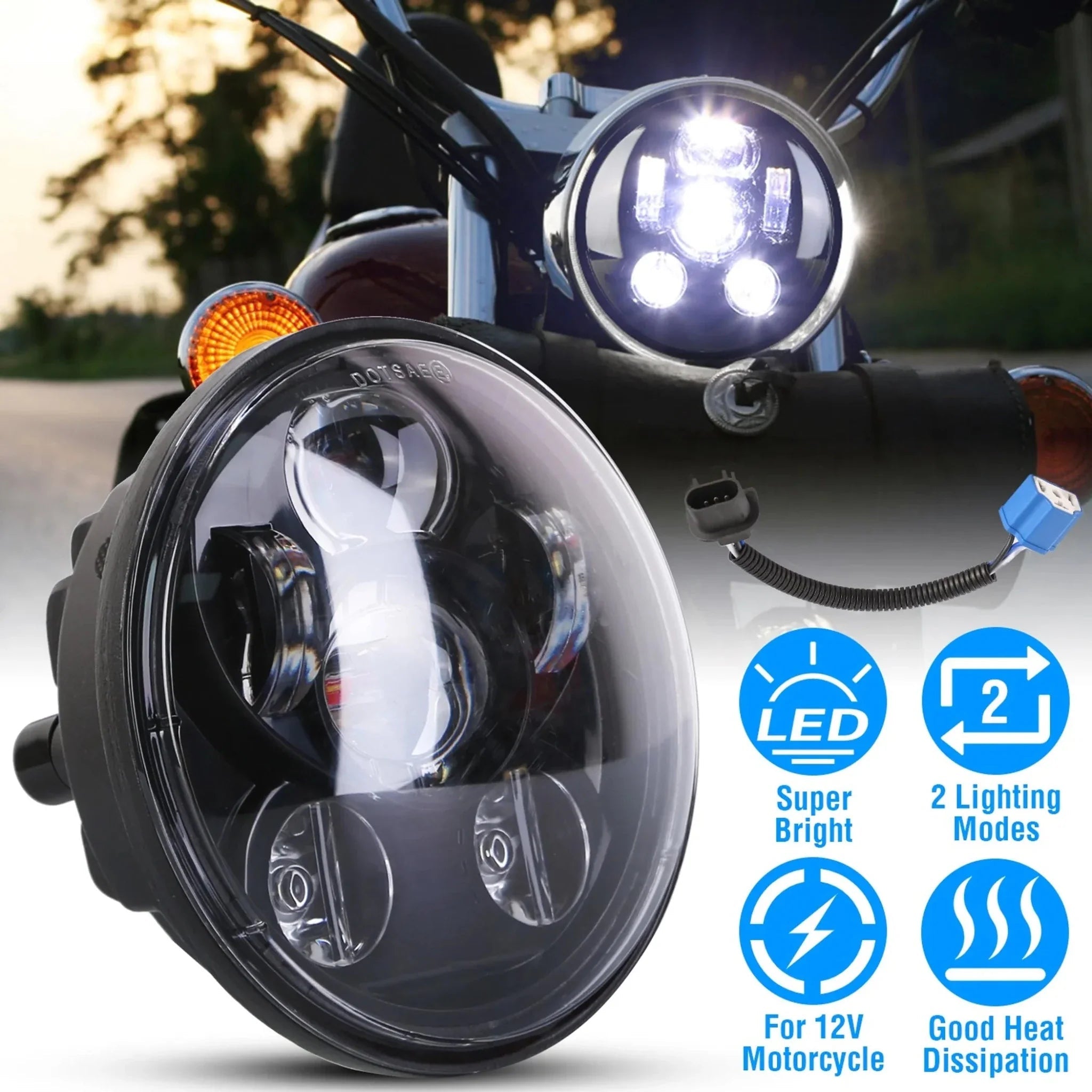 5.75In LED Headlight Motorcycle Projector - Clinch River Fishing USA