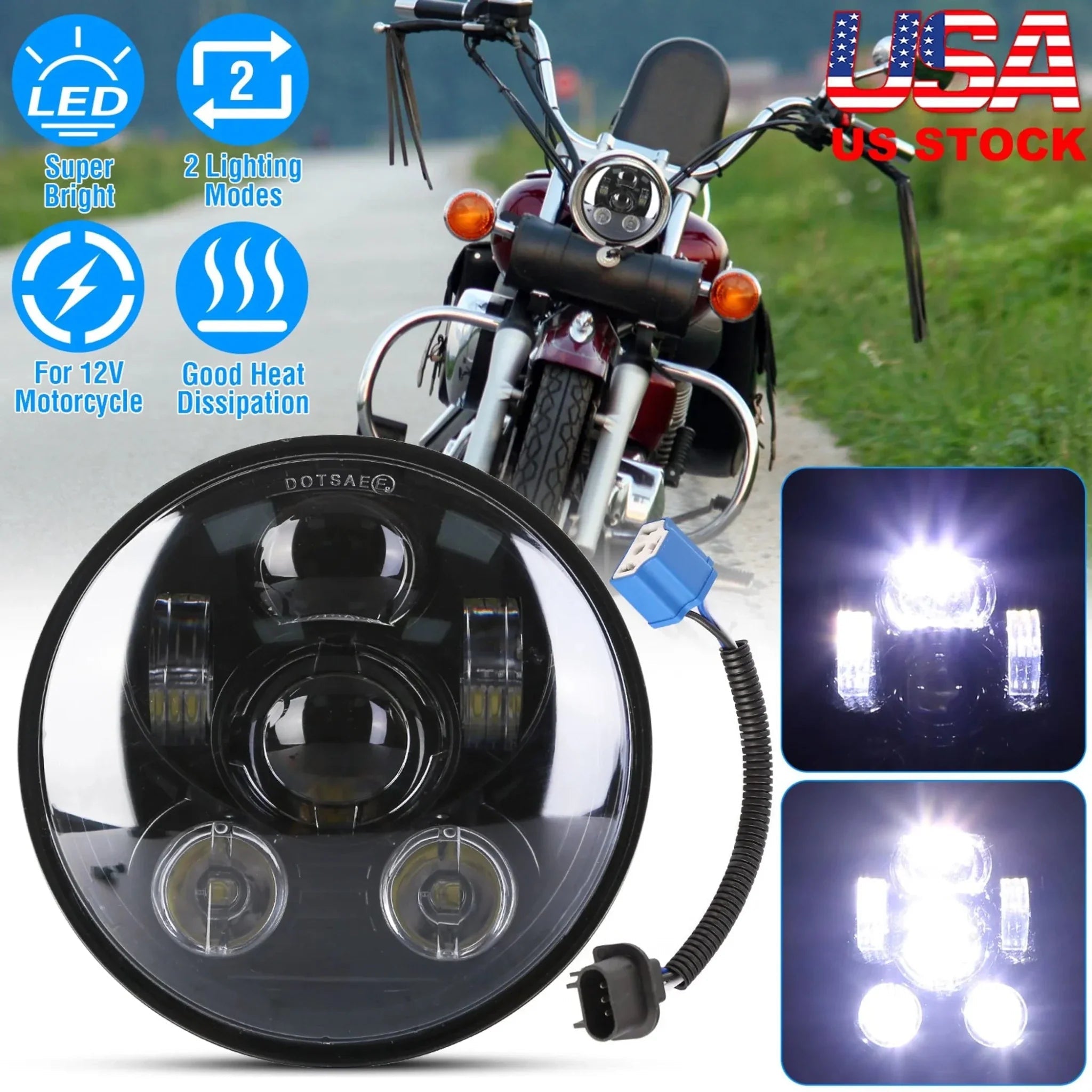 5.75In LED Headlight Motorcycle Projector - Clinch River Fishing USA