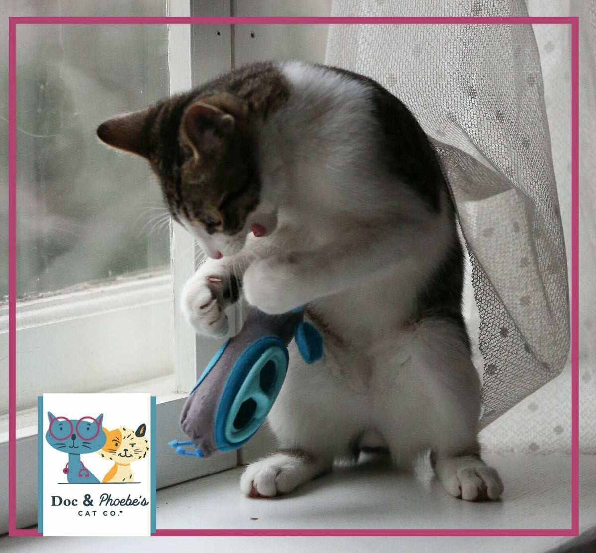 Doc and Phoebe Indoor Hunting Cat Feeder Mouse Blue; Gray 3 Pack