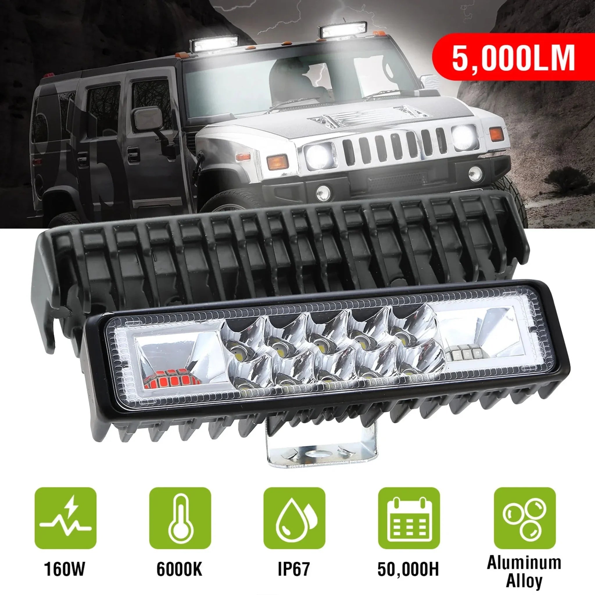 6" LED Light Bar 160W 5000lm Offroad Driving Spot Lights - Clinch River Fishing USA