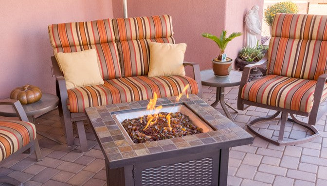 Square Slate Fire Pit in Bronze