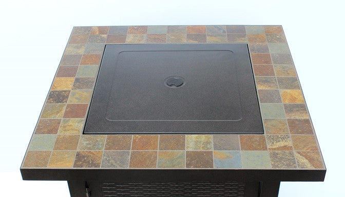 Square Slate Fire Pit in Bronze