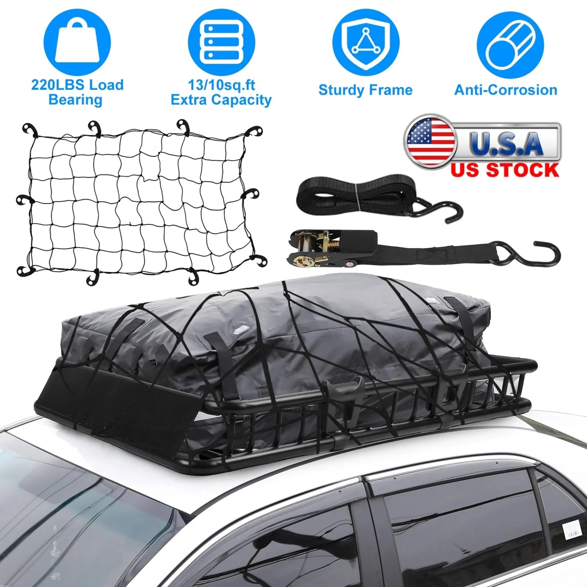 63x39x6.3in Universal Roof Rack Cargo Carrier Car - Clinch River Fishing USA