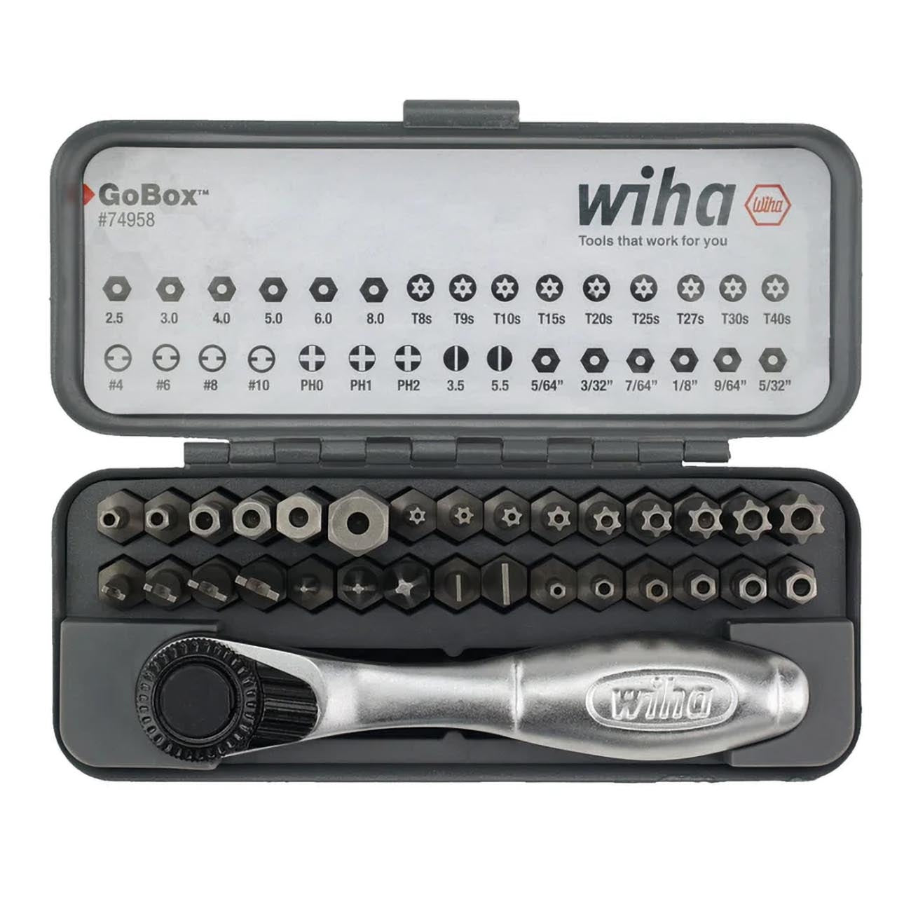 Wiha GoBox Security Bit Set with Mini Ratchet (32-Piece)