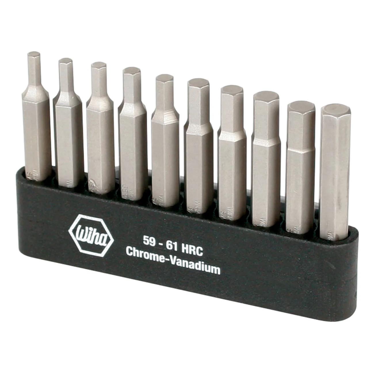 Wiha Hex Inch and Metric Power Bit Set with Holder (10 Piece)