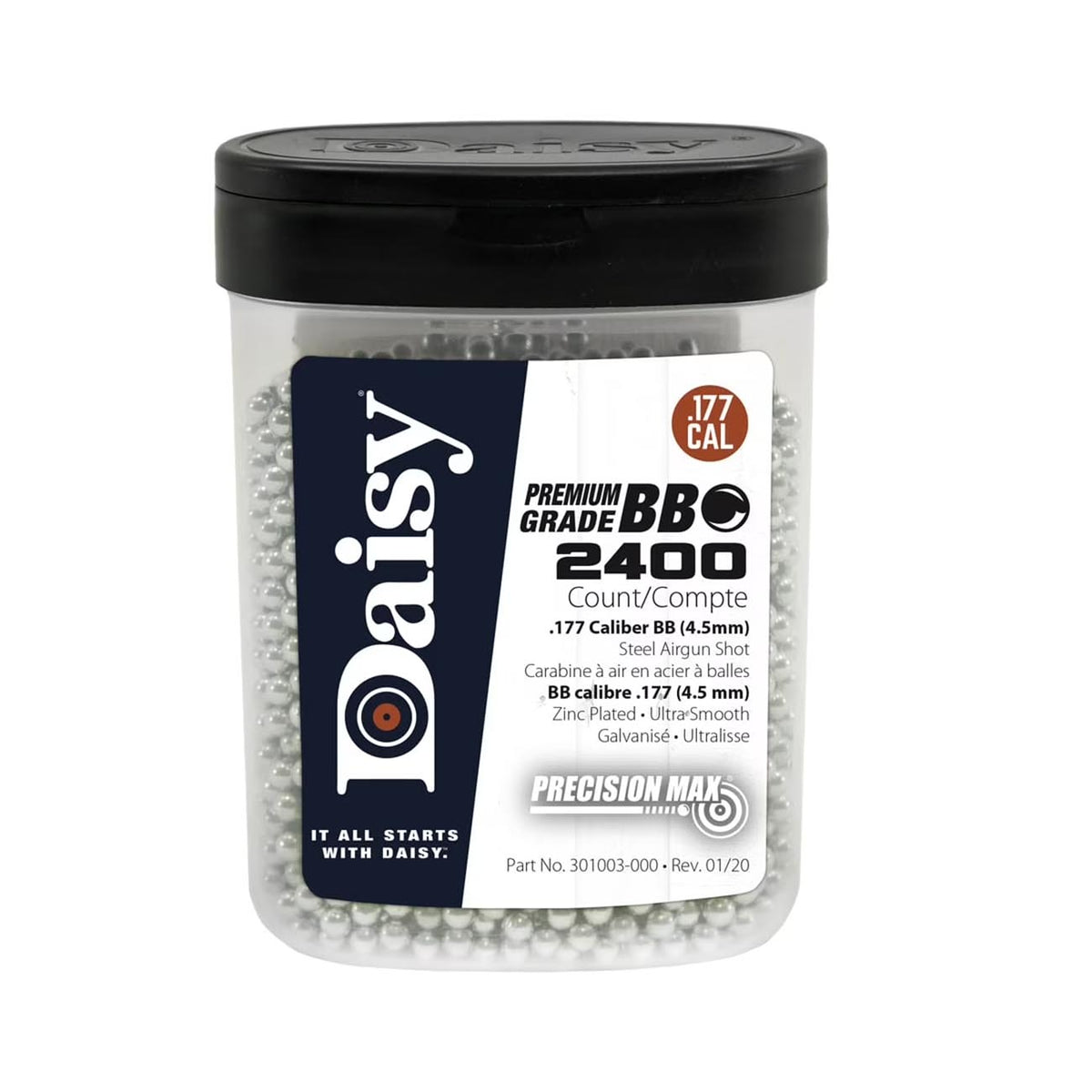 Daisy .177cal Precision Max Zinc Plated Steel BBs (2400 Count)