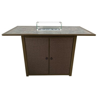 AZ Patio Heaters Rectangular Bar Height Tile Top Fire Pit with Wind Screen