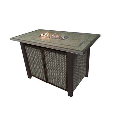 AZ Patio Heaters Rectangular Bar Height Tile Top Fire Pit with Wind Screen