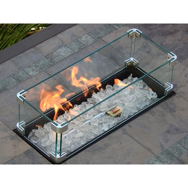 AZ Patio Heaters Rectangular Bar Height Tile Top Fire Pit with Wind Screen