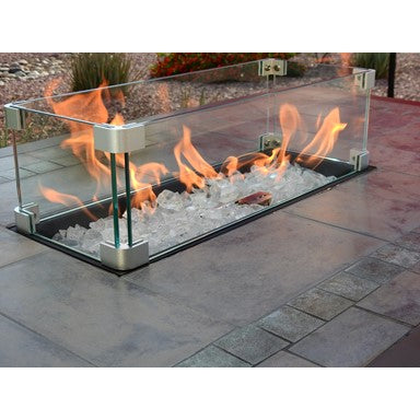 AZ Patio Heaters Rectangular Bar Height Tile Top Fire Pit with Wind Screen