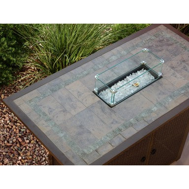 AZ Patio Heaters Rectangular Bar Height Tile Top Fire Pit with Wind Screen