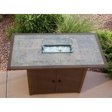 AZ Patio Heaters Rectangular Bar Height Tile Top Fire Pit with Wind Screen