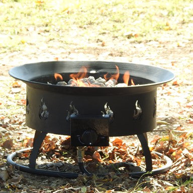 19" Round Portable Camp Fire Pit in Black
