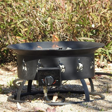19" Round Portable Camp Fire Pit in Black