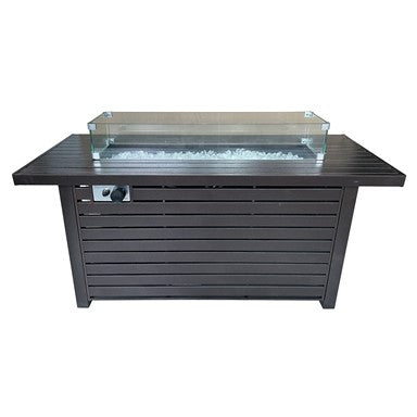AZ Patio Heaters Outdoor Rectangle Fire Pit in Hammered Bronze with Wind Screen