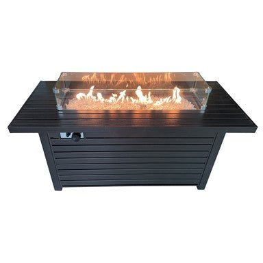 AZ Patio Heaters Outdoor Rectangle Fire Pit in Hammered Bronze with Wind Screen